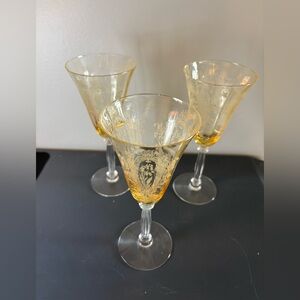 Set of 3 Vintage Tiffin Glass La Fleure Water Goblets